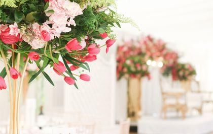 Parklands quendon hall asian reception decor tulips and roses